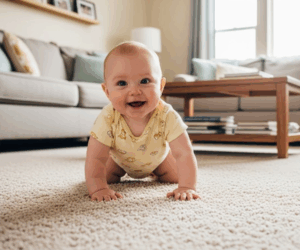 Baby Crawling on Carpet