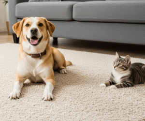 Dog and Cat on Carpet