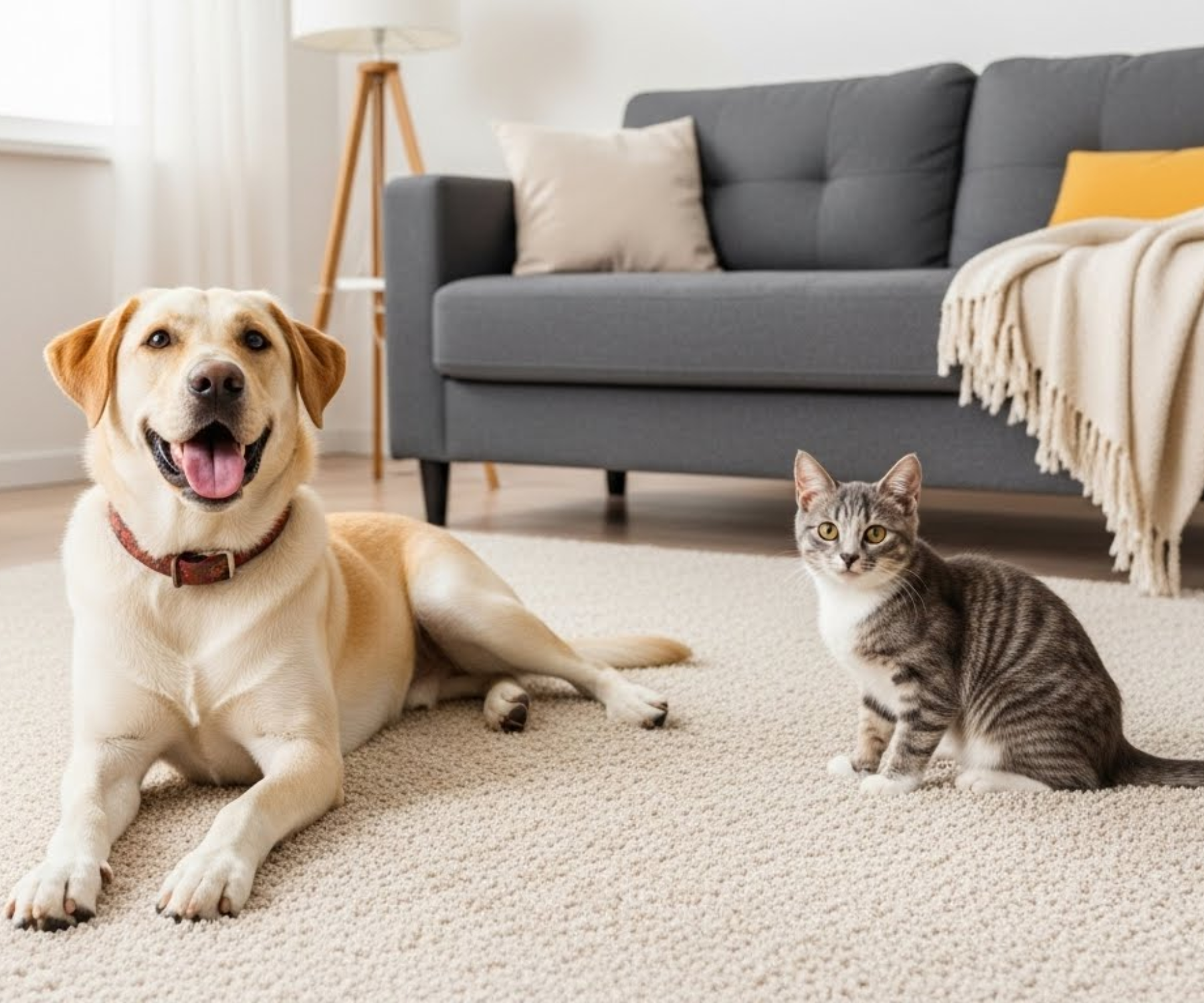 Dog and Cat on Carpet