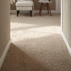 Carpet showing early wear from lack of regular cleaning