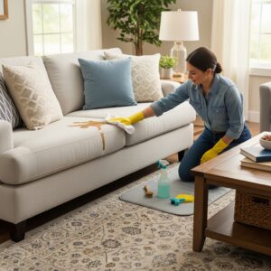 cleaning coffee stain on upholstery